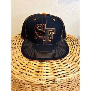 Leader San Francisco SF Fitted Hat Black Orange Contrast Stitch Mens Size L